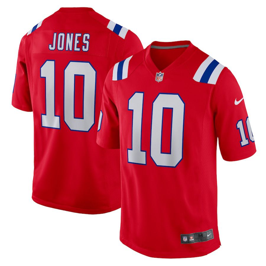 Men New England Patriots 10 Mac Jones Nike Red Alternate Game NFL Jersey